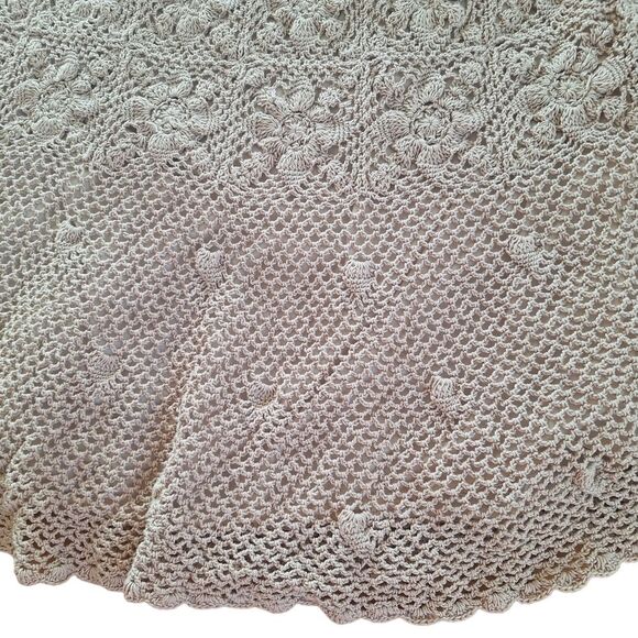 Ecru Crochet Boho Midi Skirt Cotton Sz M Slip Lining Philippines Doily Skirt - Picture 9 of 16